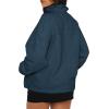 imageBTFBM Womens Zip Up Fleece Jackets Stand Collar 2024 Fall Winter Outerwear Casual Fuzzy Coats with PocketsGrey Blue
