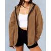 imageBTFBM Womens Zip Up Fleece Jackets Stand Collar 2024 Fall Winter Outerwear Casual Fuzzy Coats with PocketsKhaki
