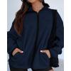 imageBTFBM Womens Zip Up Fleece Jackets Stand Collar 2024 Fall Winter Outerwear Casual Fuzzy Coats with PocketsNavy