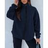 imageBTFBM Womens Zip Up Fleece Jackets Stand Collar 2024 Fall Winter Outerwear Casual Fuzzy Coats with PocketsNavy
