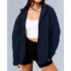 imageBTFBM Womens Zip Up Fleece Jackets Stand Collar 2024 Fall Winter Outerwear Casual Fuzzy Coats with PocketsNavy