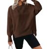 imageBTFBM Womens Casual Crewneck Sweatshirts 2025 Spring Fall Clothes Long Sleeve Side Slit Workout Fleece Pullover TopsCoffee