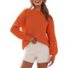 imageBTFBM Womens Casual Long Sleeve Sweaters Crew Neck Oversized Ribbed Knit Pullover Sweater 2025 Fall Winter Jumper TopsSolid Orange