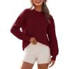 imageBTFBM Womens Casual Long Sleeve Sweaters Crew Neck Oversized Ribbed Knit Pullover Sweater 2025 Fall Winter Jumper TopsSolid Wine Red