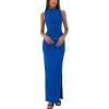 imageBTFBM Womens Two Piece Outfits Summer Lightweight 2025 Mock Neck Sleeveless Knit Tops Maxi Skirt Set Going Out DressRoyal Blue