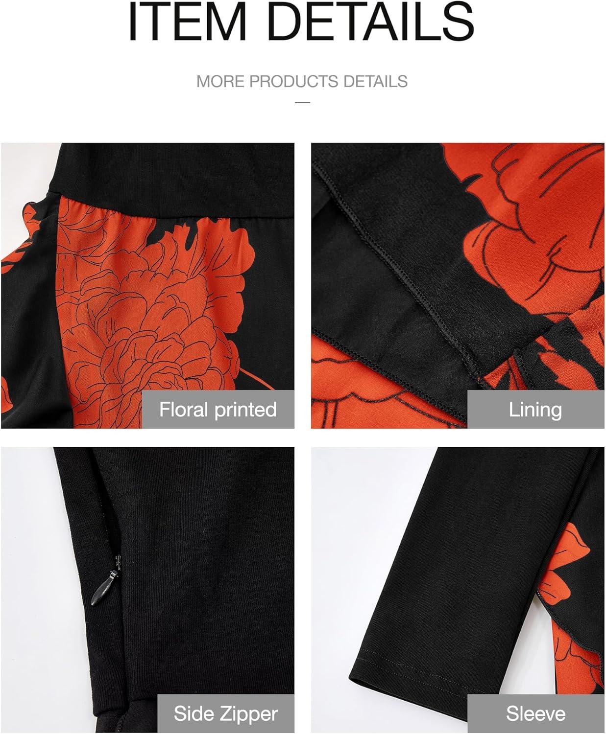 imageBTFBM Womens Floral Maxi Dress 2025 Spring Fall Casual Crewneck Long Sleeve Ruffle Flowy Cocktail Wedding Guest DressesBig Floral Brick Red