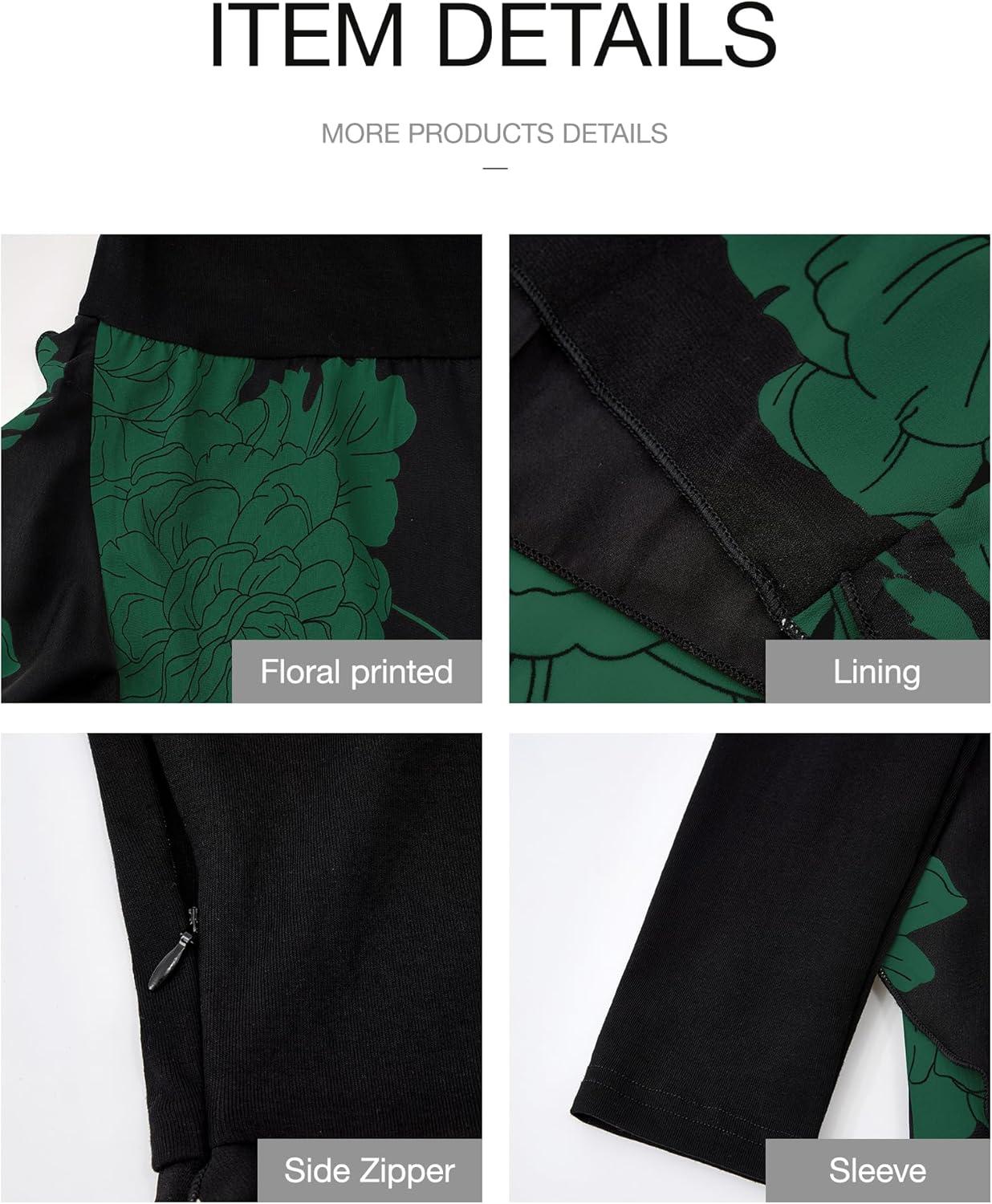 imageBTFBM Womens Floral Maxi Dress 2025 Spring Fall Casual Crewneck Long Sleeve Ruffle Flowy Cocktail Wedding Guest DressesBig Floral Dark Green