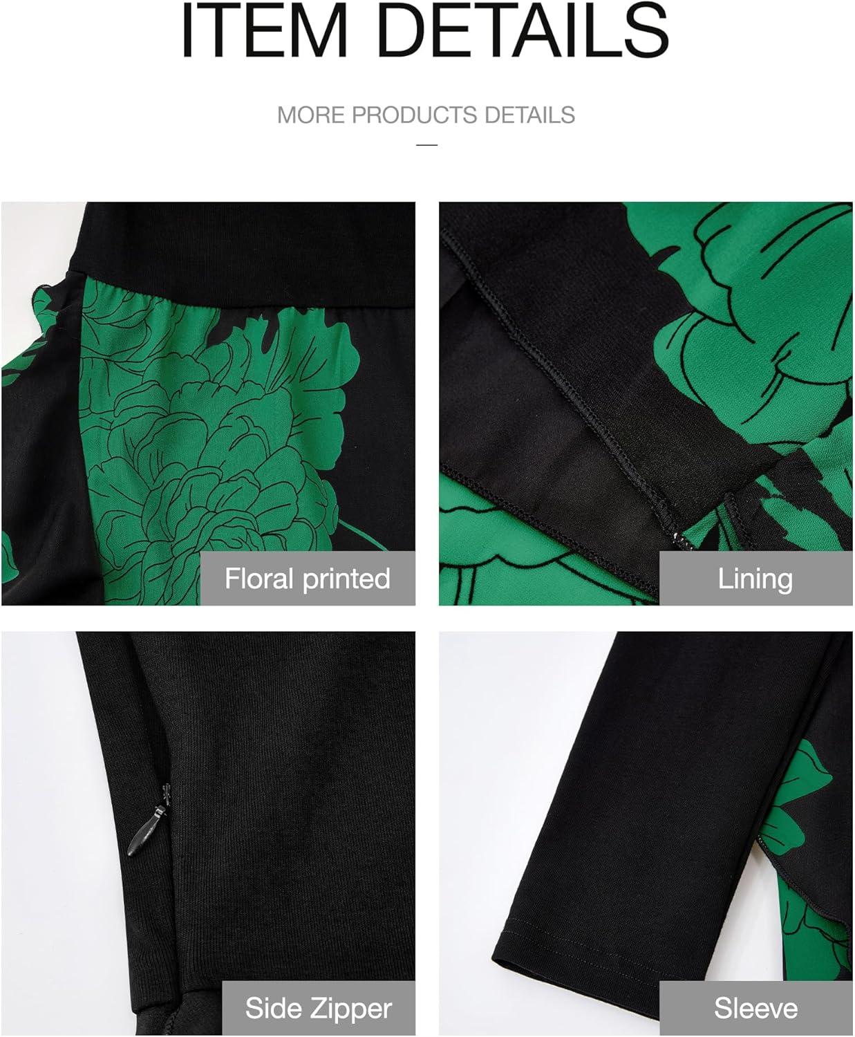 imageBTFBM Womens Floral Maxi Dress 2025 Spring Fall Casual Crewneck Long Sleeve Ruffle Flowy Cocktail Wedding Guest DressesBig Floral Green