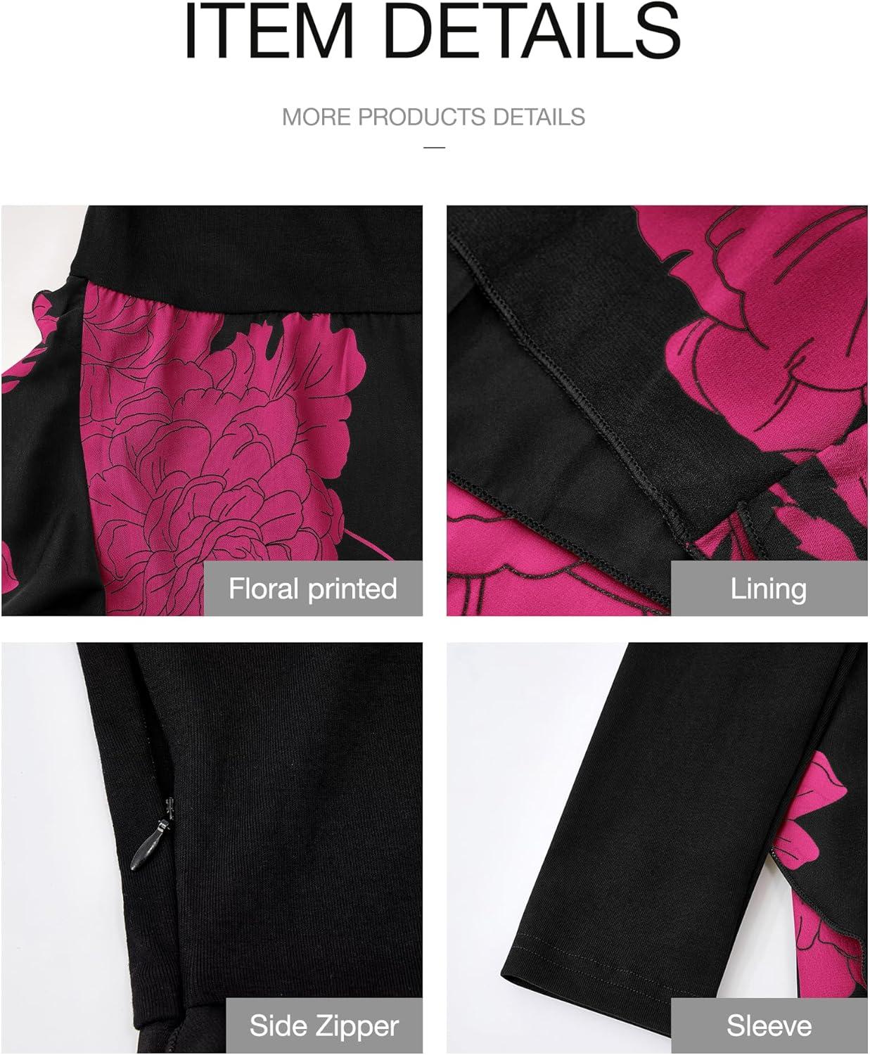 imageBTFBM Womens Floral Maxi Dress 2025 Spring Fall Casual Crewneck Long Sleeve Ruffle Flowy Cocktail Wedding Guest DressesBig Floral Purple Red