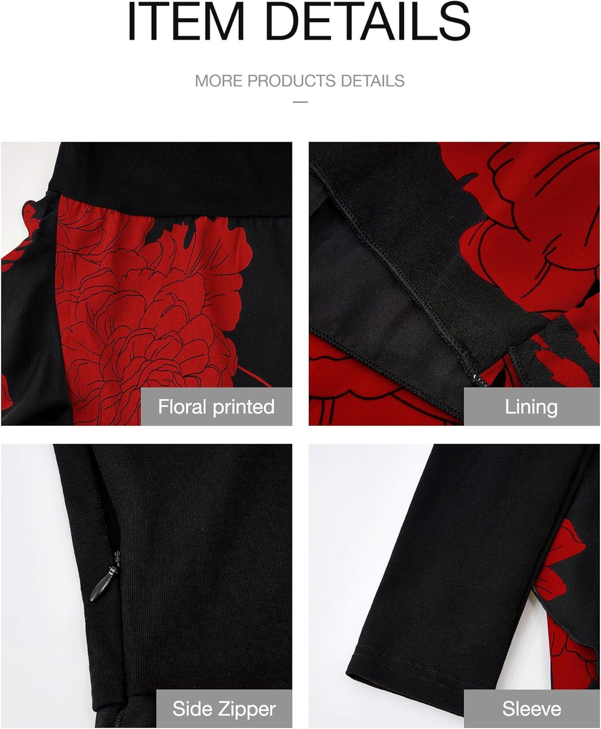 imageBTFBM Womens Floral Maxi Dress 2025 Spring Fall Casual Crewneck Long Sleeve Ruffle Flowy Cocktail Wedding Guest DressesBig Floral Red