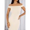 imageBTFBM Summer Dresses for Women 2025 Formal Maxi Sleeveless Off Shoulder Knit Bodycon Slit Cocktail Wedding Guest DressApricot