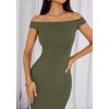 imageBTFBM Summer Dresses for Women 2025 Formal Maxi Sleeveless Off Shoulder Knit Bodycon Slit Cocktail Wedding Guest DressArmy Green