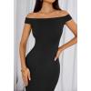 imageBTFBM Summer Dresses for Women 2025 Formal Maxi Sleeveless Off Shoulder Knit Bodycon Slit Cocktail Wedding Guest DressBlack
