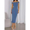 imageBTFBM Summer Dresses for Women 2025 Formal Maxi Sleeveless Off Shoulder Knit Bodycon Slit Cocktail Wedding Guest DressBlue