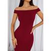 imageBTFBM Summer Dresses for Women 2025 Formal Maxi Sleeveless Off Shoulder Knit Bodycon Slit Cocktail Wedding Guest DressWine Red