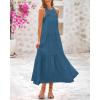 imageBTFBM Summer Halter Dresses for Women 2025 Casual Spring Hollow Out Sleeveless Boho Sundresses Beach Vacation Maxi DressLake Blue
