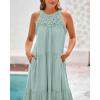 imageBTFBM Summer Halter Dresses for Women 2025 Casual Spring Hollow Out Sleeveless Boho Sundresses Beach Vacation Maxi DressMint Green