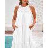 imageBTFBM Summer Halter Dresses for Women 2025 Casual Spring Hollow Out Sleeveless Boho Sundresses Beach Vacation Maxi DressWhite