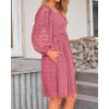 imageBTFBM Women Square Neck Smocked Dresses 2025 Summer Spring Long Sleeve Floral Swiss Dot Mini Boho Wedding Guest DressSwiss Dot Bean Paste Red