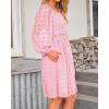 imageBTFBM Women Square Neck Smocked Dresses 2025 Summer Spring Long Sleeve Floral Swiss Dot Mini Boho Wedding Guest DressSwiss Dot Pink