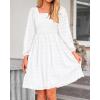 imageBTFBM Women Square Neck Smocked Dresses 2025 Summer Spring Long Sleeve Floral Swiss Dot Mini Boho Wedding Guest DressSwiss Dot White