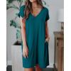 imageBTFBM Women V Neck Short Sleeve Summer Dresses Beach 2025 Spring Casual Loose Tunic Short TShirt Dress Pajamas PocketsDark Lake Blue