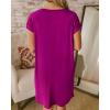imageBTFBM Women V Neck Short Sleeve Summer Dresses Beach 2025 Spring Casual Loose Tunic Short TShirt Dress Pajamas PocketsDark Purple Red