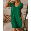 imageBTFBM Women V Neck Short Sleeve Summer Dresses Beach 2025 Spring Casual Loose Tunic Short TShirt Dress Pajamas PocketsGreen