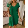 imageBTFBM Women V Neck Short Sleeve Summer Dresses Beach 2025 Spring Casual Loose Tunic Short TShirt Dress Pajamas PocketsGreen