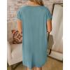 imageBTFBM Women V Neck Short Sleeve Summer Dresses Beach 2025 Spring Casual Loose Tunic Short TShirt Dress Pajamas PocketsGrey Blue
