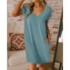 imageBTFBM Women V Neck Short Sleeve Summer Dresses Beach 2025 Spring Casual Loose Tunic Short TShirt Dress Pajamas PocketsGrey Blue