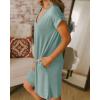 imageBTFBM Women V Neck Short Sleeve Summer Dresses Beach 2025 Spring Casual Loose Tunic Short TShirt Dress Pajamas PocketsGrey Green
