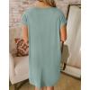 imageBTFBM Women V Neck Short Sleeve Summer Dresses Beach 2025 Spring Casual Loose Tunic Short TShirt Dress Pajamas PocketsGrey Green
