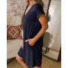 imageBTFBM Women V Neck Short Sleeve Summer Dresses Beach 2025 Spring Casual Loose Tunic Short TShirt Dress Pajamas PocketsNavy