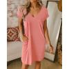 imageBTFBM Women V Neck Short Sleeve Summer Dresses Beach 2025 Spring Casual Loose Tunic Short TShirt Dress Pajamas PocketsPink