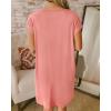 imageBTFBM Women V Neck Short Sleeve Summer Dresses Beach 2025 Spring Casual Loose Tunic Short TShirt Dress Pajamas PocketsPink