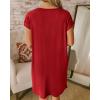 imageBTFBM Women V Neck Short Sleeve Summer Dresses Beach 2025 Spring Casual Loose Tunic Short TShirt Dress Pajamas PocketsRed