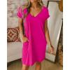 imageBTFBM Women V Neck Short Sleeve Summer Dresses Beach 2025 Spring Casual Loose Tunic Short TShirt Dress Pajamas PocketsRose Pink