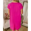 imageBTFBM Women V Neck Short Sleeve Summer Dresses Beach 2025 Spring Casual Loose Tunic Short TShirt Dress Pajamas PocketsRose Pink