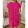 imageBTFBM Women V Neck Short Sleeve Summer Dresses Beach 2025 Spring Casual Loose Tunic Short TShirt Dress Pajamas PocketsRose Red