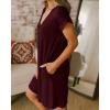 imageBTFBM Women V Neck Short Sleeve Summer Dresses Beach 2025 Spring Casual Loose Tunic Short TShirt Dress Pajamas PocketsWine Red