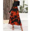 imageBTFBM Womens Floral Maxi Dress 2025 Spring Fall Casual Crewneck Long Sleeve Ruffle Flowy Cocktail Wedding Guest DressesBig Floral Brick Red