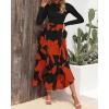 imageBTFBM Womens Floral Maxi Dress 2025 Spring Fall Casual Crewneck Long Sleeve Ruffle Flowy Cocktail Wedding Guest DressesBig Floral Brick Red