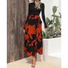 imageBTFBM Womens Floral Maxi Dress 2025 Spring Fall Casual Crewneck Long Sleeve Ruffle Flowy Cocktail Wedding Guest DressesBig Floral Brick Red