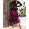 imageBTFBM Womens Floral Maxi Dress 2025 Spring Fall Casual Crewneck Long Sleeve Ruffle Flowy Cocktail Wedding Guest DressesBig Floral Purple Red
