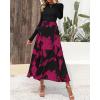 imageBTFBM Womens Floral Maxi Dress 2025 Spring Fall Casual Crewneck Long Sleeve Ruffle Flowy Cocktail Wedding Guest DressesBig Floral Purple Red