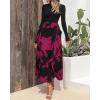 imageBTFBM Womens Floral Maxi Dress 2025 Spring Fall Casual Crewneck Long Sleeve Ruffle Flowy Cocktail Wedding Guest DressesBig Floral Purple Red