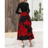 imageBTFBM Womens Floral Maxi Dress 2025 Spring Fall Casual Crewneck Long Sleeve Ruffle Flowy Cocktail Wedding Guest DressesBig Floral Red