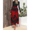 imageBTFBM Womens Floral Maxi Dress 2025 Spring Fall Casual Crewneck Long Sleeve Ruffle Flowy Cocktail Wedding Guest DressesBig Floral Red