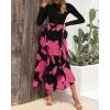 imageBTFBM Womens Floral Maxi Dress 2025 Spring Fall Casual Crewneck Long Sleeve Ruffle Flowy Cocktail Wedding Guest DressesBig Floral Rose Red